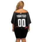 Custom Rugby New Zealand Off Shoulder Short Dress Baby Black Go Champions