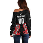 Custom Rugby New Zealand Off Shoulder Sweater Baby Black Go Champions