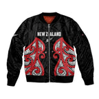 Custom Rugby New Zealand Sleeve Zip Bomber Jacket Baby Black Go Champions