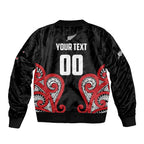 Custom Rugby New Zealand Sleeve Zip Bomber Jacket Baby Black Go Champions