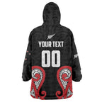 Custom Rugby New Zealand Wearable Blanket Hoodie Baby Black Go Champions