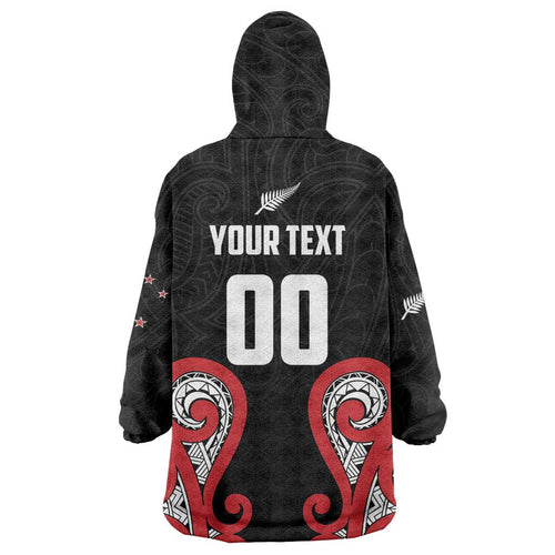 Custom Rugby New Zealand Wearable Blanket Hoodie Baby Black Go Champions