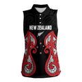 Custom Rugby New Zealand Women Sleeveless Polo Shirt Baby Black Go Champions