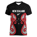 Custom Rugby New Zealand Women V-Neck T-Shirt Baby Black Go Champions