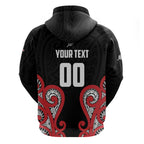 Custom Rugby New Zealand Zip Hoodie Baby Black Go Champions