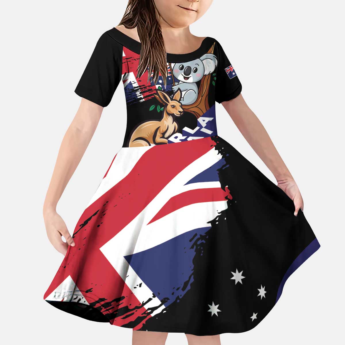 Personalised Australia Kangaroo Koala Together Kid Short Sleeve Dress Special Edition