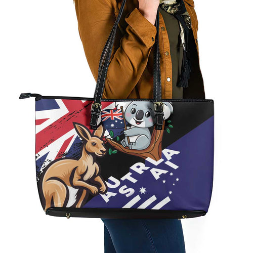 Australia Kangaroo Koala Together Leather Tote Bag Special Edition