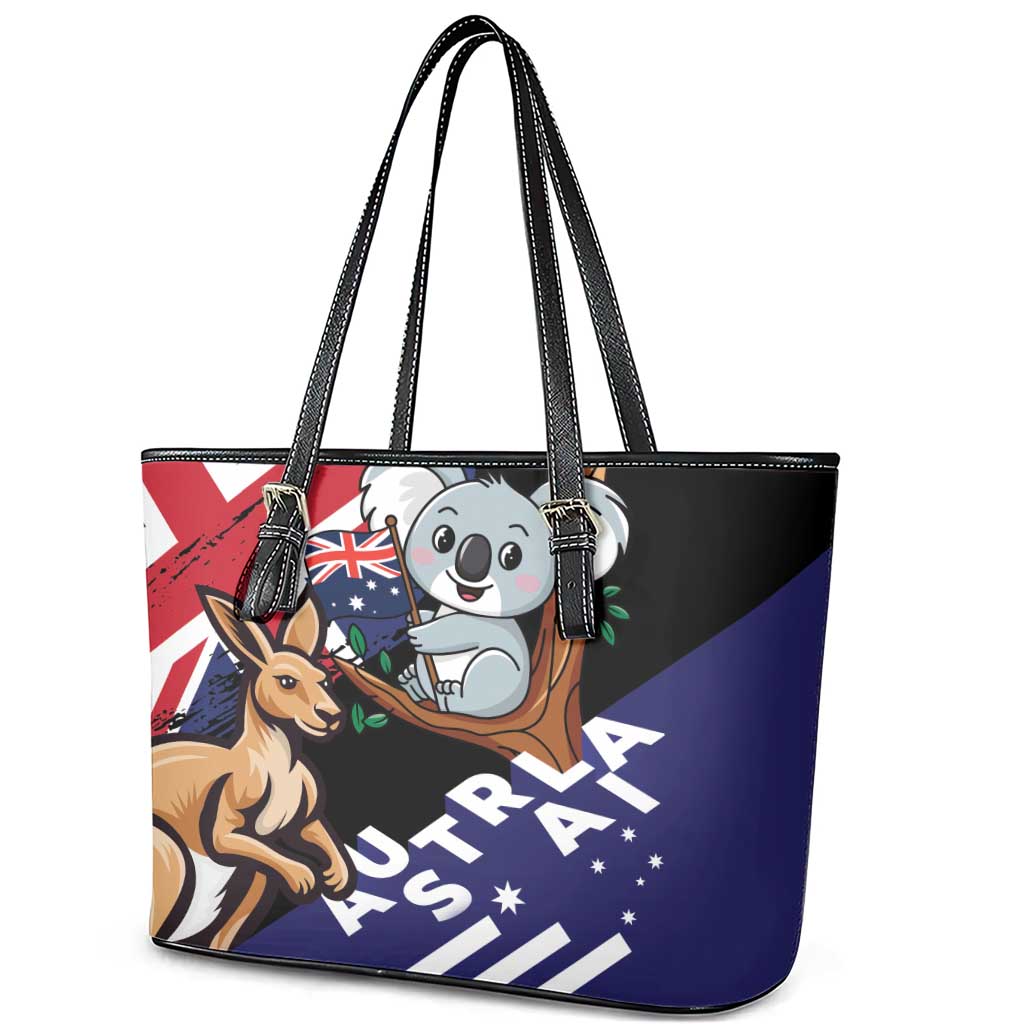 Australia Kangaroo Koala Together Leather Tote Bag Special Edition