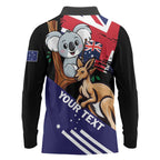 Personalised Australia Kangaroo Koala Together Long Sleeve Polo Shirt Special Edition