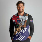 Personalised Australia Kangaroo Koala Together Long Sleeve Polo Shirt Special Edition