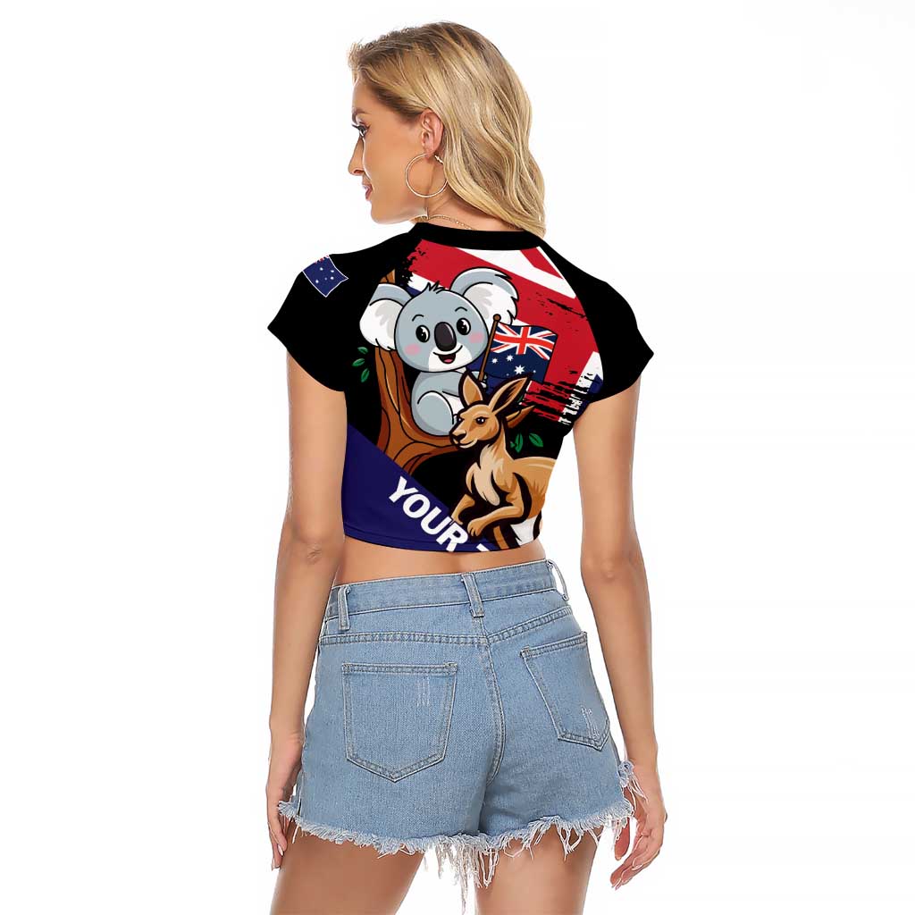 Personalised Australia Kangaroo Koala Together Raglan Cropped T Shirt Special Edition