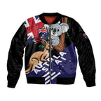 Personalised Australia Kangaroo Koala Together Sleeve Zip Bomber Jacket Special Edition