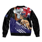 Personalised Australia Kangaroo Koala Together Sleeve Zip Bomber Jacket Special Edition