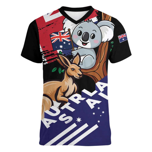 Personalised Australia Kangaroo Koala Together Women V-Neck T-Shirt Special Edition