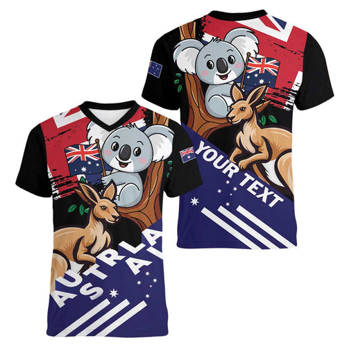 Personalised Australia Kangaroo Koala Together Women V-Neck T-Shirt Special Edition