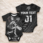 Custom New Zealand Cricket Baby Onesie Maori Kiwi Black Fern