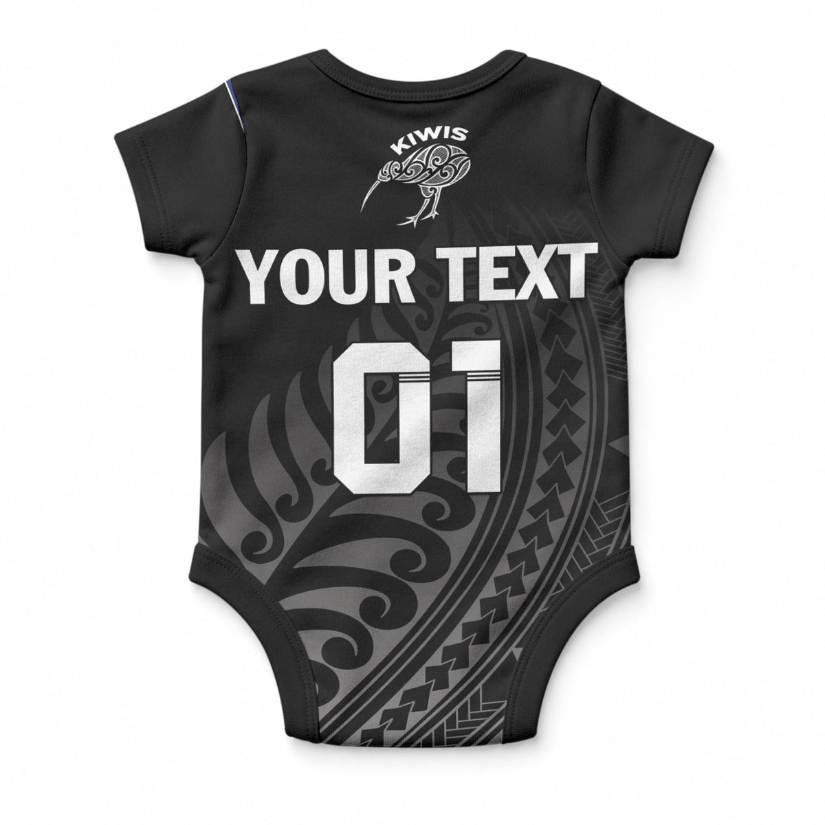 Custom New Zealand Cricket Baby Onesie Maori Kiwi Black Fern