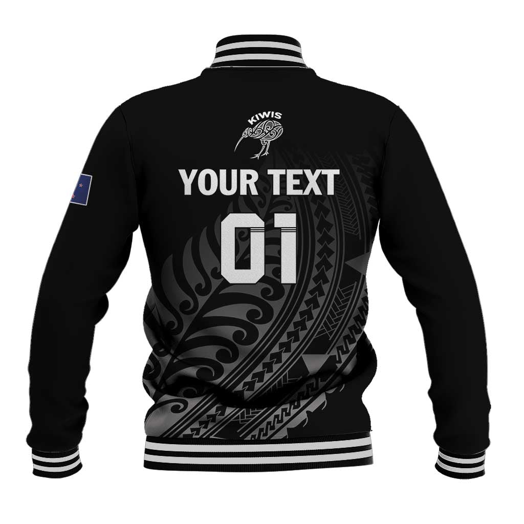 Custom New Zealand Cricket Baseball Jacket Maori Kiwi Black Fern