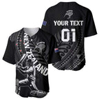 Custom New Zealand Cricket Baseball Jersey Maori Kiwi Black Fern