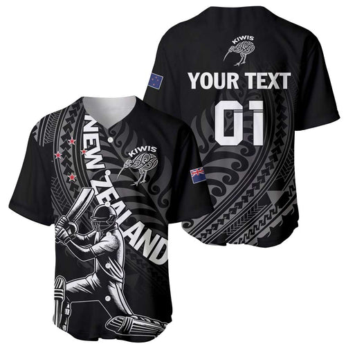 Custom New Zealand Cricket Baseball Jersey Maori Kiwi Black Fern