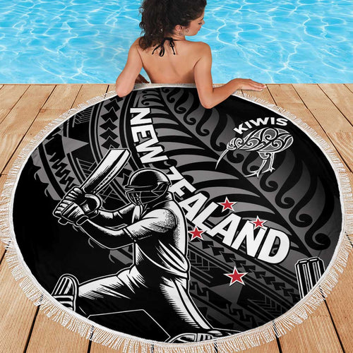 New Zealand Cricket Beach Blanket Maori Kiwi Black Fern