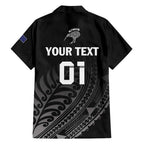 Custom New Zealand Cricket Hawaiian Shirt Maori Kiwi Black Fern