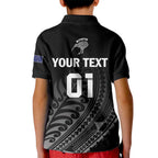 Custom New Zealand Cricket Kid Polo Shirt Maori Kiwi Black Fern