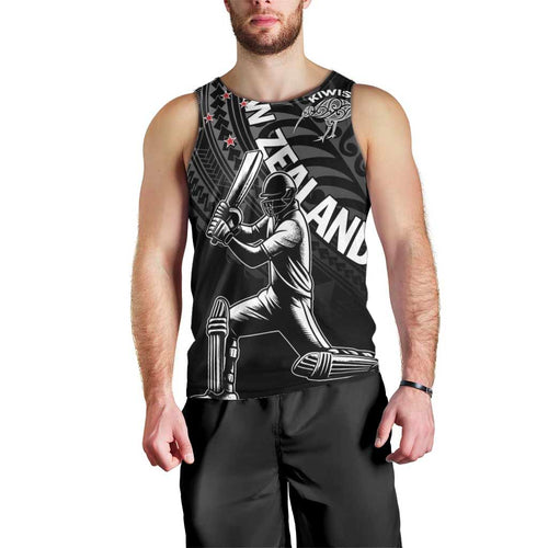 Custom New Zealand Cricket Men Tank Top Maori Kiwi Black Fern