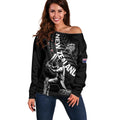 Custom New Zealand Cricket Off Shoulder Sweater Maori Kiwi Black Fern