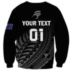 Custom New Zealand Cricket Sweatshirt Maori Kiwi Black Fern