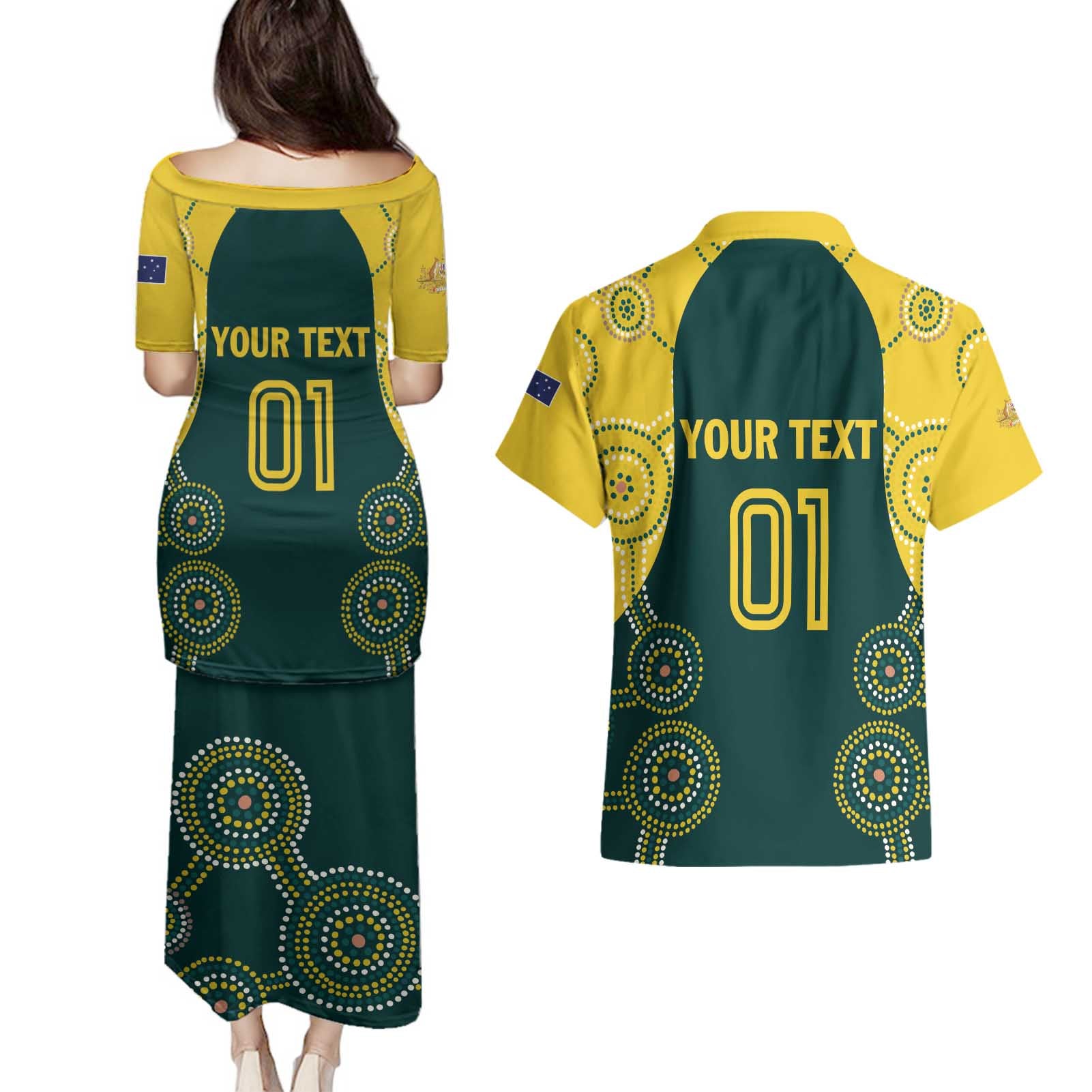 Custom Australia Cricket Couples Matching Puletasi and Hawaiian Shirt Aussies Champions