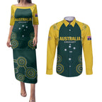 Custom Australia Cricket Couples Matching Puletasi and Long Sleeve Button Shirt Aussies Champions