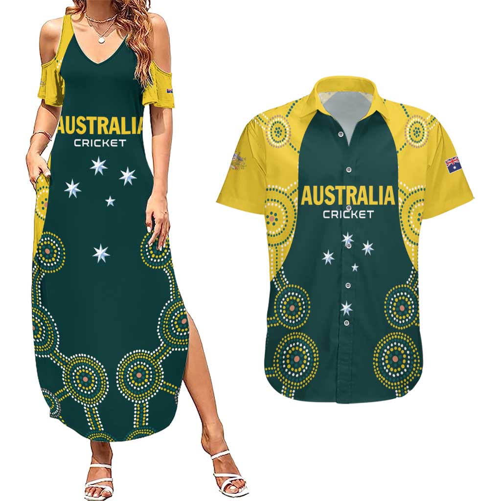 Custom Australia Cricket Couples Matching Summer Maxi Dress and Hawaiian Shirt Aussies Champions