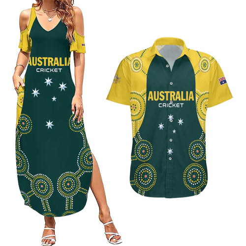 Custom Australia Cricket Couples Matching Summer Maxi Dress and Hawaiian Shirt Aussies Champions