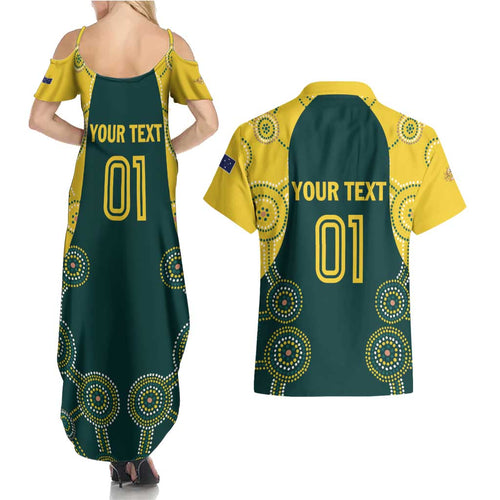 Custom Australia Cricket Couples Matching Summer Maxi Dress and Hawaiian Shirt Aussies Champions