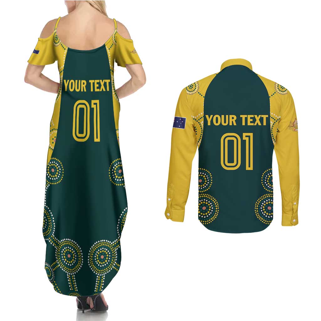 Custom Australia Cricket Couples Matching Summer Maxi Dress and Long Sleeve Button Shirt Aussies Champions