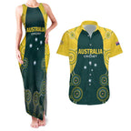 Custom Australia Cricket Couples Matching Tank Maxi Dress and Hawaiian Shirt Aussies Champions