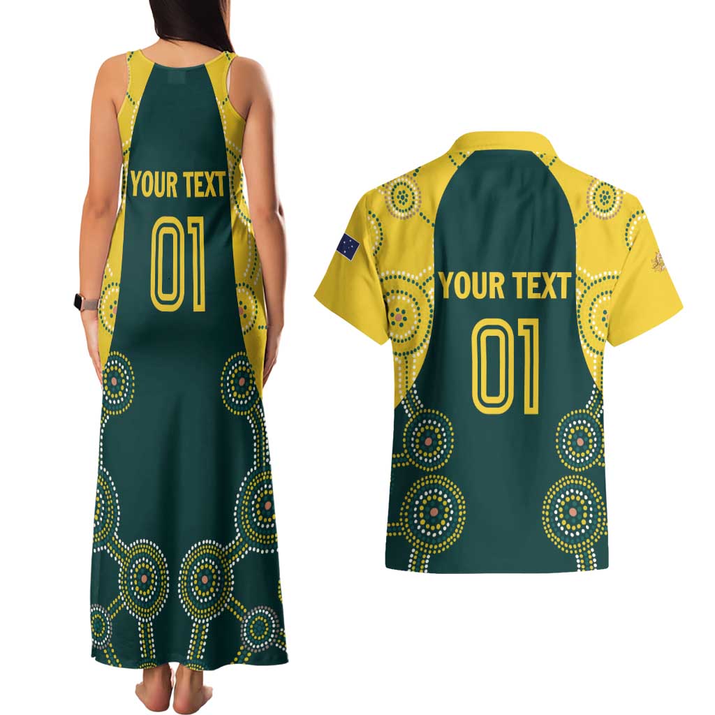 Custom Australia Cricket Couples Matching Tank Maxi Dress and Hawaiian Shirt Aussies Champions