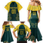 Custom Australia Cricket Family Matching Mermaid Dress and Hawaiian Shirt Aussies Champions