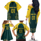 Custom Australia Cricket Family Matching Off The Shoulder Long Sleeve Dress and Hawaiian Shirt Aussies Champions