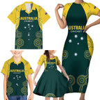 Custom Australia Cricket Family Matching Short Sleeve Bodycon Dress and Hawaiian Shirt Aussies Champions