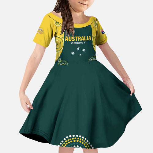 Custom Australia Cricket Kid Short Sleeve Dress Aussies Champions