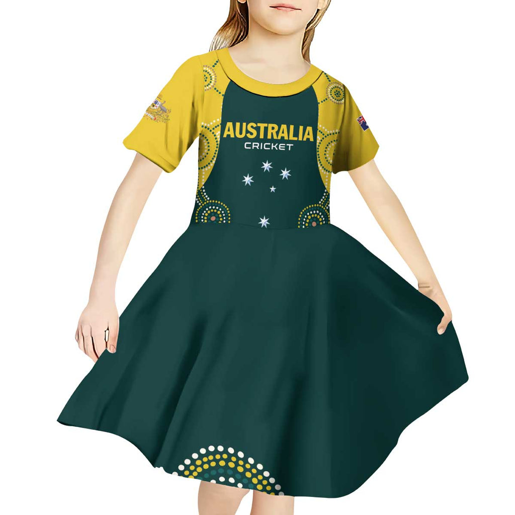 Custom Australia Cricket Kid Short Sleeve Dress Aussies Champions