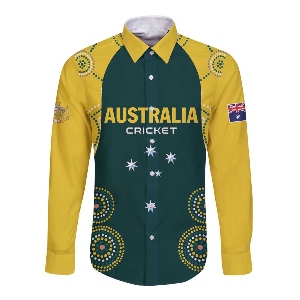 Custom Australia Cricket Long Sleeve Button Shirt Aussies Champions
