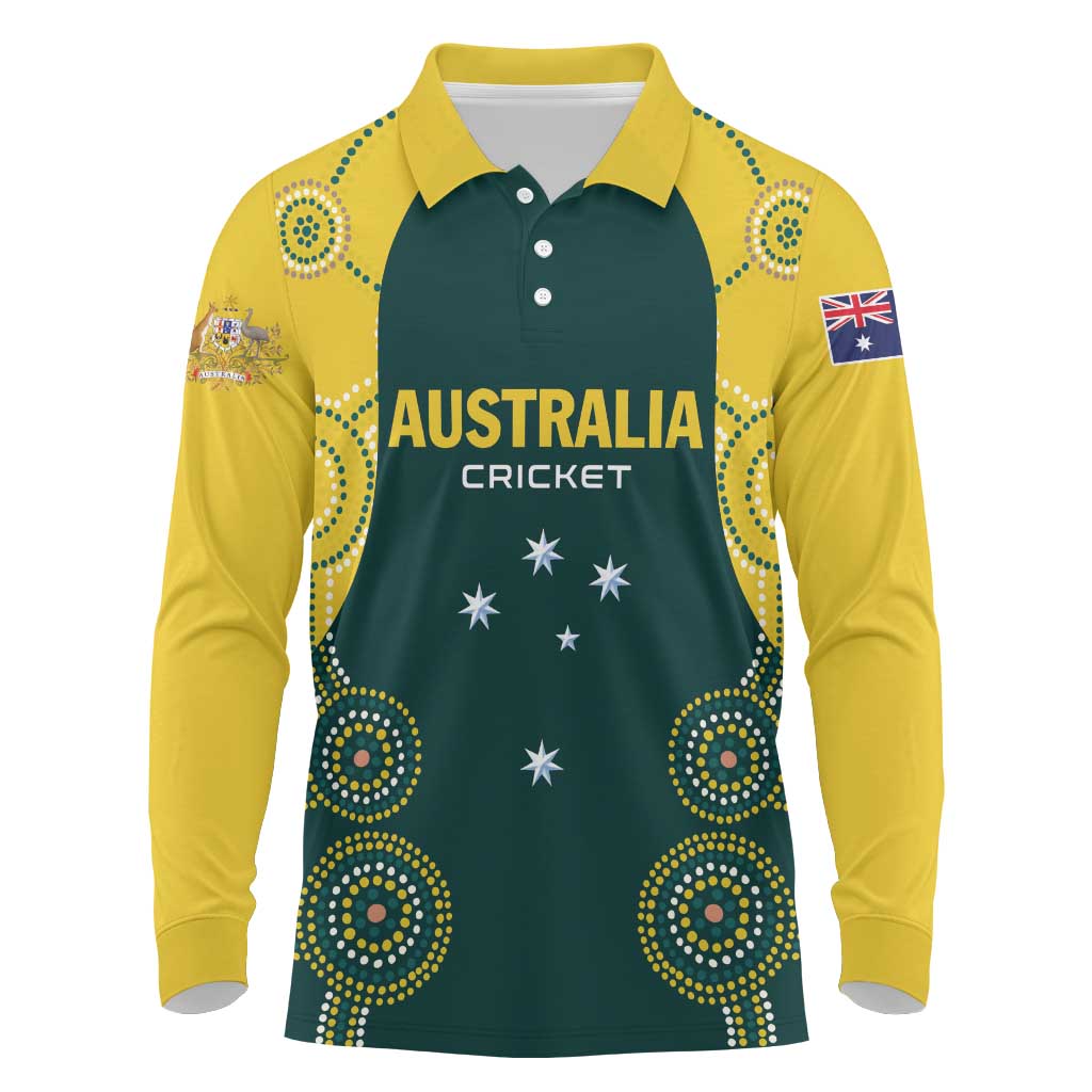 Custom Australia Cricket Long Sleeve Polo Shirt Aussies Champions