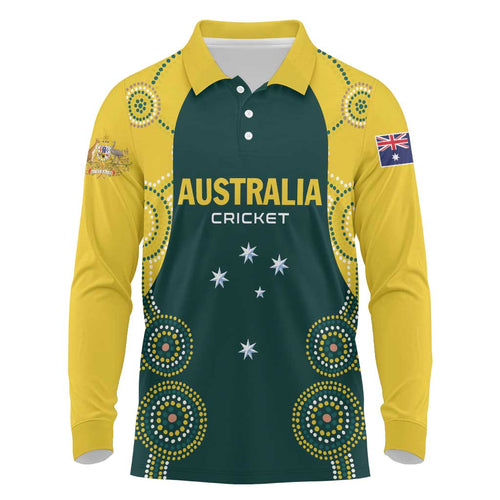Custom Australia Cricket Long Sleeve Polo Shirt Aussies Champions
