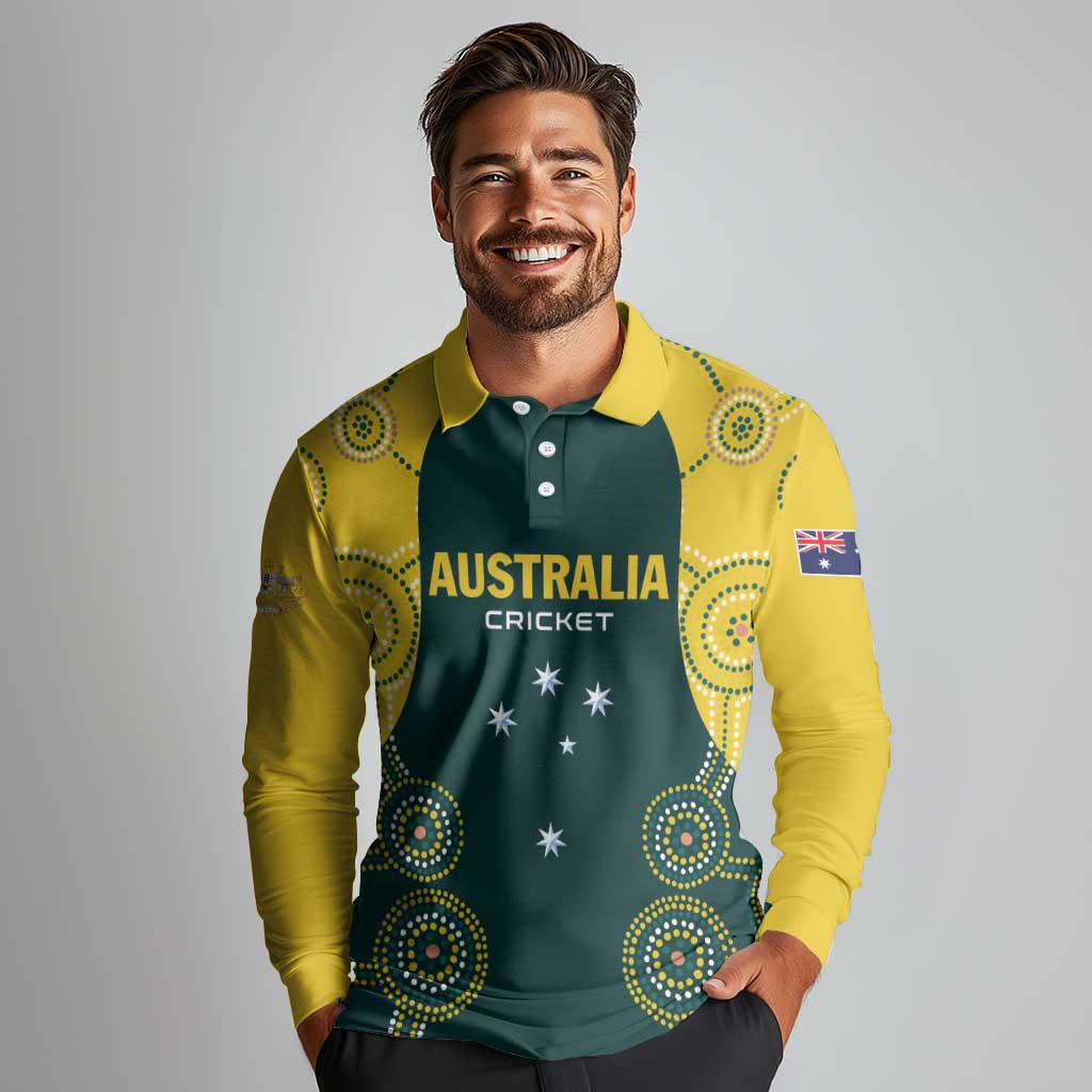 Custom Australia Cricket Long Sleeve Polo Shirt Aussies Champions