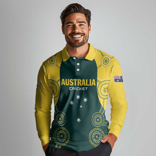 Custom Australia Cricket Long Sleeve Polo Shirt Aussies Champions