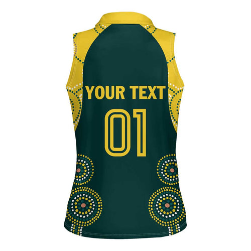 Custom Australia Cricket Women Sleeveless Polo Shirt Aussies Champions