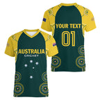Custom Australia Cricket Women V-Neck T-Shirt Aussies Champions